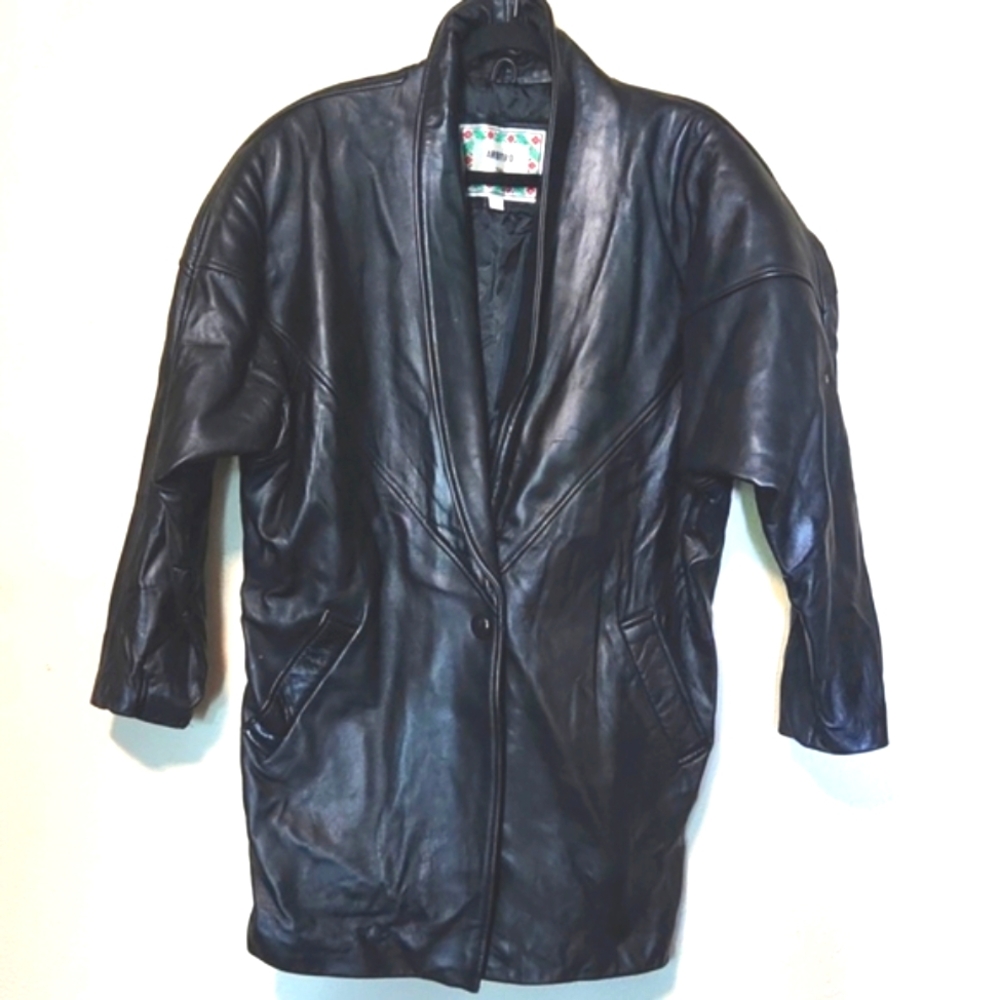 Arbitro Piel Buttery Soft Black Leather Coat Size Large